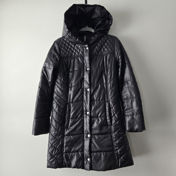 Mossimo Women's Long Black Hooded Puffer‎ Coat Small - Picture 16 of 16
